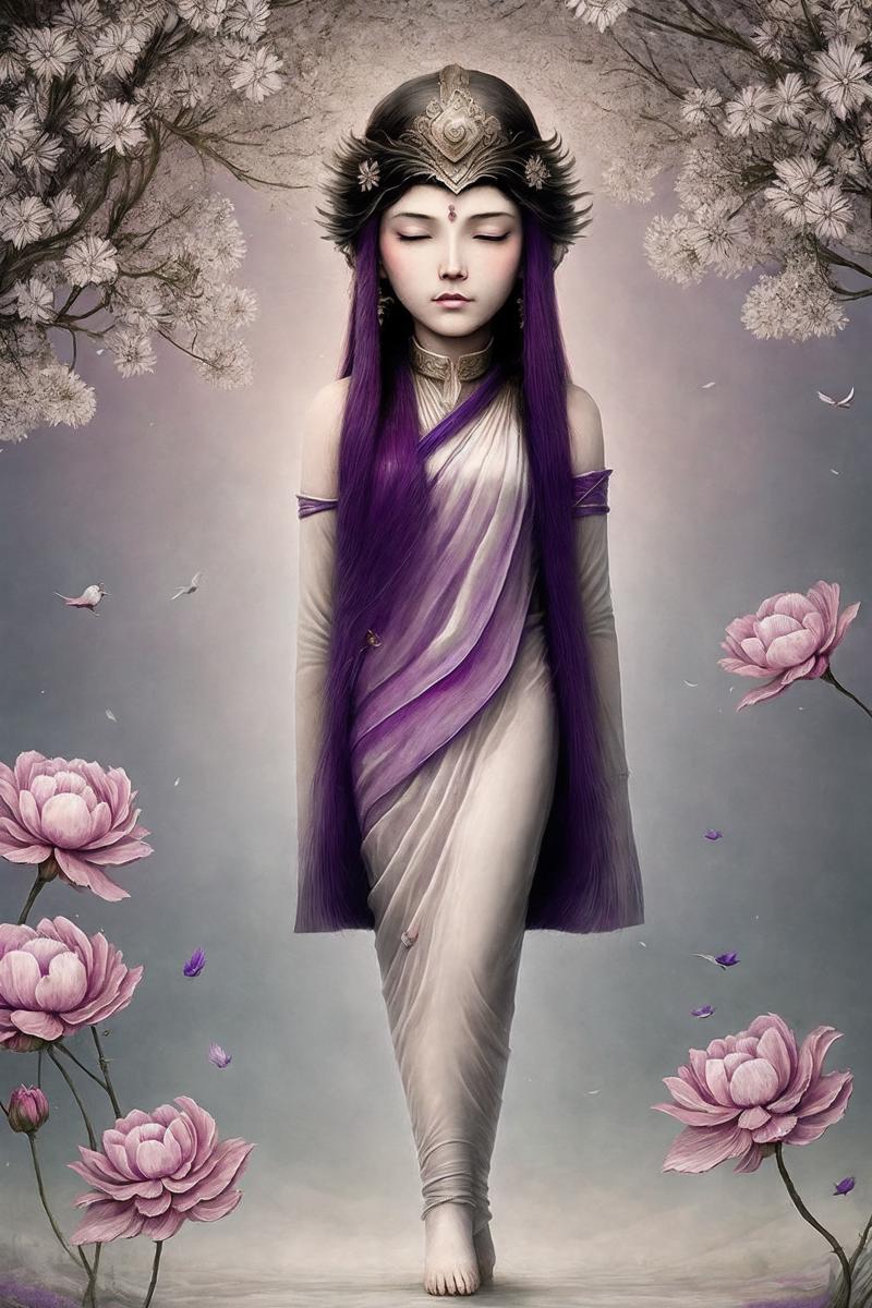 00423-1786091619-2843-Surreal Krull movie perfect ushnisha buddha character design Floral purple, soft, sunny, gentle abstract painting, peony flower,.png